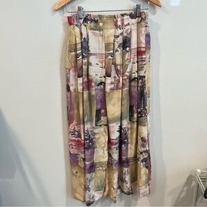 Script Vintage grandma core water color midi shirt button up size 10